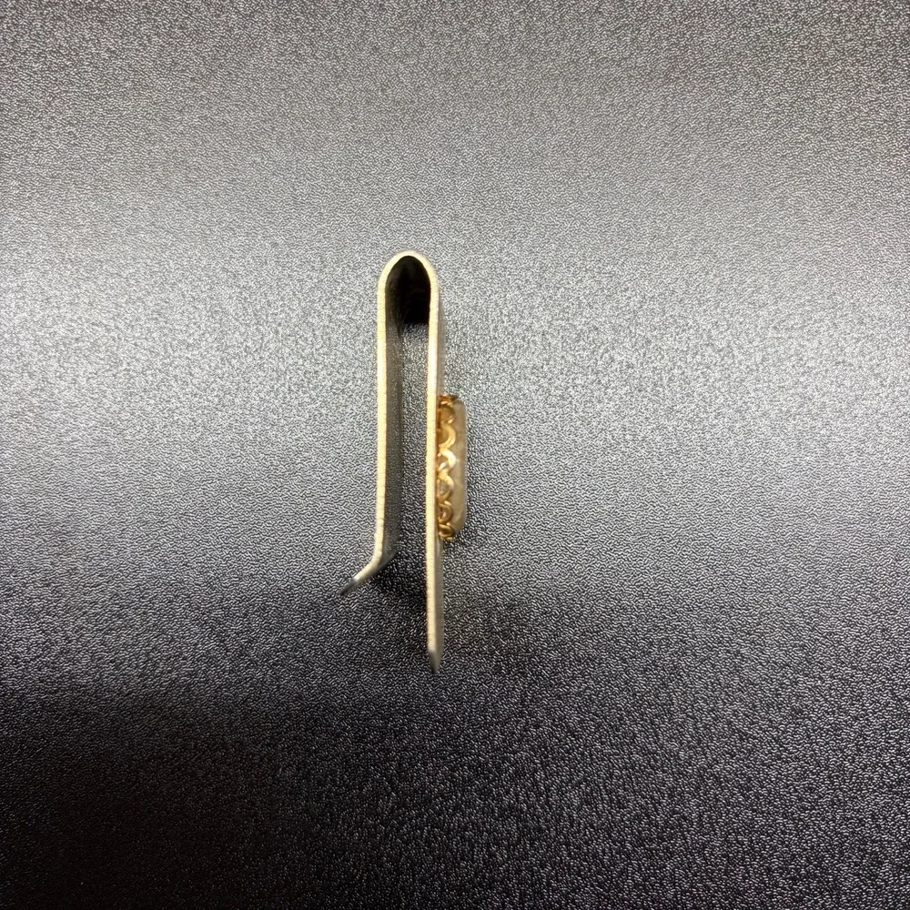 Vintage Gold tone Money clip with petoskey stone inlay Unmarked 2